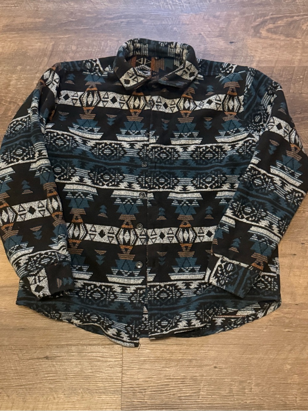 Men's Black Patterned Button-Up Jacket - Unbranded